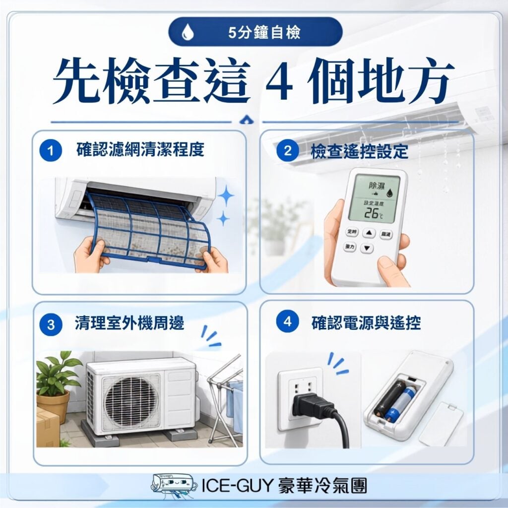自己先查冷氣這 4 個地方:濾網、設定、室外機、電源